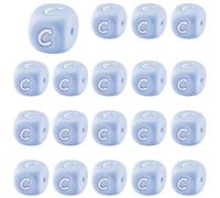 LEGENTLISUR 20Pcs Silicone Letter Beads 12mm Square Cube Alphabet Silicone Beads for Friendship Bracelets Words Necklaces Keychains Jewelry Crafting DIY Projects (Letter C)