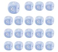 LEGENTLISUR 20Pcs Silicone Letter Beads 12mm Square Cube Alphabet Silicone Beads for Friendship Bracelets Words Necklaces Keychains Jewelry Crafting DIY Projects (Letter K)