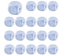 LEGENTLISUR 20Pcs Silicone Letter Beads 12mm Square Dice Vowel Alphabet Loose Beads for Friendship Bracelets Words Keychains Jewelry Crafting DIY Projects (Letter U)