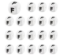 LEGENTLISUR 20Pcs Silicone Letter Beads 12mm Square Dice White Alphabet Loose Beads for Friendship Bracelets Words Keychains Jewelry Crafting DIY Projects (Letter F)