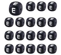 LEGENTLISUR 20Pcs Silicone Letter Beads 12mm Square Vowel Alphabet Beads for Friendship Bracelets Necklaces Jewelry Keychains Crafting DIY Projects (Letter E)