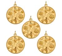 LEGENTLISUR 26Pcs Rose Flower Charms for Jewellery Making Real 18K Gold Plated Flat Round Charms Pendants for Bracelets Necklaces Earrings DIY Supplies