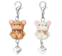 LEGENTLISUR 2Pcs Ceramic Bear Charms for Jewellery Making Cute Animal Clip On Charms Brown White Handmade Porcelain Beads Pendants for DIY Bracelet Earring Necklace Making Accessories