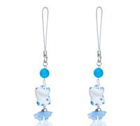 LEGENTLISUR 2Pcs Cute Cat Phone Charm Handmade Flower Cell Phone Charm for Bag Backpack Camera Wallet Keychain Pendant Decoration(Blue)