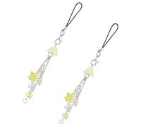 LEGENTLISUR 2Pcs Flower Phone Charms Y2K Cute Cell Phone Chain Strap Accessories with Star for Camera Bag Keychain Wallet Pendants Decor (Goldenrod)
