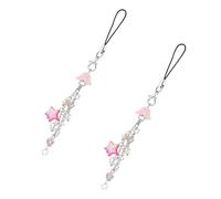 LEGENTLISUR 2Pcs Flower Phone Charms Y2K Cute Cell Phone Chain Strap Accessories with Star for Camera Bag Keychain Wallet Pendants Decor (Fuchsia)