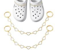 LEGENTLISUR 2Pcs Heart Boot Chains Love Shoe Charms for Sneakers DIY Decorating Clothes Hats Shoes Bags Pants Keychain(Gold)