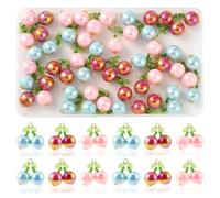 LEGENTLISUR 30PCS Cherry Charms for jewellery Making Acrylic Fruit Charms Unique Leaf Pendant with Metal Hoop for DIY Earrings Bracelets Necklaces Jewelry Crafts Making(Mixed Color)