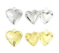 LEGENTLISUR 30Pcs Gold Silver Heart Photo Frame Charms Brass Locket Pendants Memory Charms for DIY Crafting Necklace Earring Bracelet Supplies