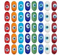 LEGENTLISUR 40Pcs Flat Round Evil Eye Beads Bulk Handmade Lampwork Beads for Bracelets Necklace Earring DIY Jewelry Making Craft(Mixed Color)