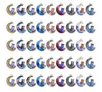 LEGENTLISUR 45Pcs Moon with Owl Charms Bulk Multi-Color Printed Alloy Pendants Charms for Jewellery Making DIY Bracelets Necklaces Earrings