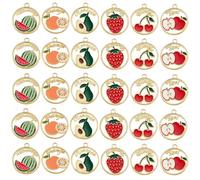 LEGENTLISUR 48Pcs 6 Styles Mixed Fruits Charms for Jewelry Making Alloy Enamel Pendants Colorful Gold Cute Charms Bulk for Necklaces Bracelets Eaarings Keychains DIY Craft Supplies