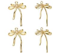 LEGENTLISUR 4Pcs Real 14K Gold Filled Bow Charms for Jewellery Making 25x18mm Bowknot Pendants Bow Charms for Bracelets Earrings Necklace Women