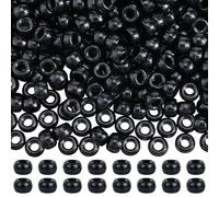 LEGENTLISUR 500 Pieces Black Plastic Craft Beads Solid Color Pony Bead for Friendship Bracelets Key Chains Jewelry Making Projects