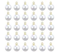 LEGENTLISUR 50Pcs 20mm Pearl Charms for Jewellery Making Plastic Charms with Golden Alloy Finding for Bracelets Necklace Earring Keychains DIY Supplies