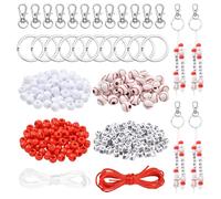 LEGENTLISUR 588Pcs Baseball DIY Beaded Keychain Making Kit with Pony Letter Beads Key Chain Kit Acrylic Beads for Keychain Making Craft Supplies Bag Decorations Party Favors Gifts