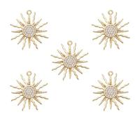 LEGENTLISUR 5Pcs 18K Gold Plated Sun Charms for Jewellery Making Cubic Zirconia Charms Solar Eclipse Pendants for Bracelets Necklace Earring Keychains DIY Supplies