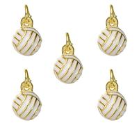LEGENTLISUR 5Pcs 3D Real 18K Gold Plated Brass Enamel Sports Charms for Jewelry Making Basketball Tennis Volleyball Football Charm Finding for Bracelet Necklace Earrings DIY Supplies(Volleyball)