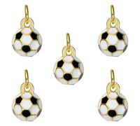 LEGENTLISUR 5Pcs 3D Real 18K Gold Plated Brass Enamel Sports Charms for Jewelry Making Basketball Tennis Volleyball Football Charm Finding for Bracelet Necklace Earrings DIY Supplies(Football)