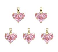 LEGENTLISUR 5Pcs Heart Charms for Jewellry Making Crystal Charms Bulk Pink Pendants with Real 18K Gold Plated for DIY Necklace Bracelet Jewellry Making and Crafting