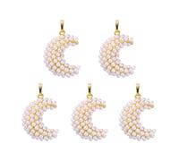 LEGENTLISUR 5Pcs Moon Charms for Jewelry Making Cute Pearl Celestial Pendant Charms for Bracelets Necklace Earring Keychains DIY Supplies