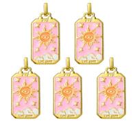 LEGENTLISUR 5Pcs Sun Tarot Charms for Jewelry Making Evil Eye Alloy Enamel Pendant Charms for Bracelets Necklace Earring DIY Supplies(Pink)