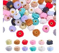 LEGENTLISUR 60Pcs Colorful Soft Fluffy Pom Pom Beads Large Hole Faux Fur Spacer Beads Bulk for DIY Pens Earrings Keychains Handicrafts Craft Accessories