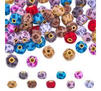 LEGENTLISUR 60Pcs Colorful Soft Fluffy Pom Pom Beads Large Hole Faux Fur Spacer Beads Bulk for DIY Pens Earrings Keychains Handicrafts Craft Accessories