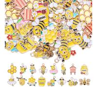 LEGENTLISUR 64Pcs Gold Bee Charms for Jewellery Making Cute Animal Enamel Charms for Bracelets Necklace Earring Keychains DIY Supplies