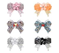 LEGENTLISUR 6Pcs Bow Focal Beads for Pens Acrylic Fancy Bead Sparkly Rhinestone Spacer Beads for Beaded Pens Bracelets Keychain Jewelry Making
