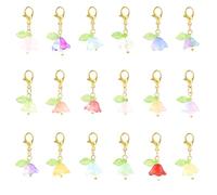 LEGENTLISUR 72PCS Flower Charms for jewellery Making Trumpet Flower Clip on Charms with Pearl Beads Glass Floral Pendant with Lobster Clasps for Stitch Markers DIY Earrings Bracelet Crafts