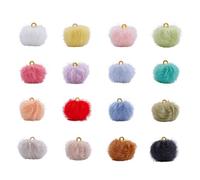 LEGENTLISUR 80Pcs Plush Pompom Charms for Jewellery Making Fabric Metallic 20 Colors Pompoms Earrings Charms DIY Fluffy Ball for Pendant Tassel Earrings Keychain Making