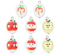LEGENTLISUR 8Pcs Ceramic Apple Charms for Jewellery Making Handmade Cute Fruit Charms Oval Porcelain Beads Pendants for DIY Bracelet Necklace Earring Making Supplies