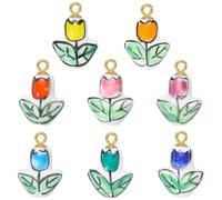 LEGENTLISUR 8Pcs Flower Charms for Jewellery Making Spring Ceramic Charms for Crafts DIY Earring Necklace Bracelet Keychains Supplies