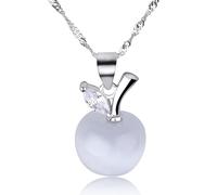 LEGENTLISUR 925 Silver Necklaces Apple Pendant Natural Cat Eye Stone Crystals Necklace Dainty Silver Necklace Apple Opal Necklace Christmas Necklace Jewelry