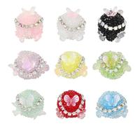 LEGENTLISUR 9pcs Round Focal Beads for Pens Colorful Butterfly Acrylic Beads for Beadable Pens Earrings Bracelets Keychain Jewelry Making