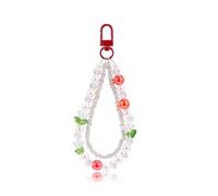 LEGENTLISUR Flower Phone Charm Cute Double Layer Acrylic Beads Cell Phone Lanyard Wrist Strap with Alloy Clasps for Camera Bag Keychain Wallet Pendants Decor(Red)