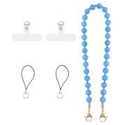 LEGENTLISUR Gemstone Beaded Phone Wrist Strap Cellphone Wristlet Lanyard with Tether Tab and Nylon Mobile Making Cord Loops Hands Free Phone Bracelet Strap Charms Chains (Natural Malaysia Jade)