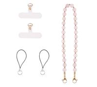 LEGENTLISUR Gemstone Beaded Phone Wrist Strap Cellphone Wristlet Lanyard with Tether Tab and Nylon Mobile Making Cord Loops Hands Free Phone Bracelet Strap Charms Chains (Natural Rose Quartz)