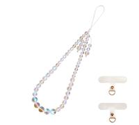 LEGENTLISUR Gemstone Beaded Phone Wrist Strap Cellphone Wristlet Lanyard with Tether Tab Elastic Hands Free Phone Bracelet Strap Charms Chains (White Smoke Moonstone)