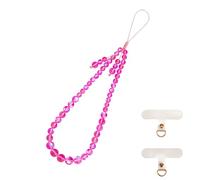 LEGENTLISUR Gemstone Beaded Phone Wrist Strap Cellphone Wristlet Lanyard with Tether Tab Elastic Hands Free Phone Bracelet Strap Charms Chains (Pearl Pink Moonstone)