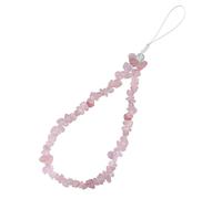 LEGENTLISUR Natural Gemstone Chips Beaded Phone Wrist Strap Cellphone Wristlet Lanyard Hands Free Strap for Keychain Phone Hanging Accessories(Rose Quartz)