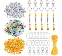 LEGENTLISUR Pony Bead Keychain Making Kit DIY Adjustable Letter Beads Strings Key Chain Making Crafts Bag Charm Bracelet Supplies Jewelry Backpack Accessories for Party Favors (Gold)