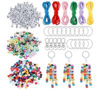 LEGENTLISUR Pony Bead Keychain Making Kit DIY Adjustable Letter Beads Strings Key Chain Making Crafts Bag Charm Bracelet Supplies Jewelry Backpack Accessories for Party Favors (Mixed Color)