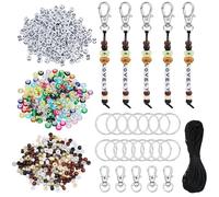 LEGENTLISUR Pony Bead Keychain Making Kit DIY Adjustable Letter Beads Strings Key Chain Making Crafts Bag Charm Bracelet Supplies Jewelry Backpack Accessories for Party Favors (Black)