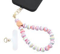 LEGENTLISUR Silicone Beaded Phone Wrist Strap Cellphone Lanyard with Tether Tab Elastic Hands Free Phone Bracelet Strap Charms Chains(Colorful)