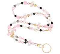 LEGENTLISUR Teacher Lanyard with ID Holder Cute Candy Butterfly Glass Beaded Retractable Lanyards for Women for Cruise Ship Cards Nurse Id Badges and Keys