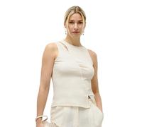 LeGer by Lena Gercke Ayana Top - Asymmetrical Women's Top in Ribbed Structure - Figure-Hugging Fit - Cotton Top - Fashion for Women Size 34-46 Off-White