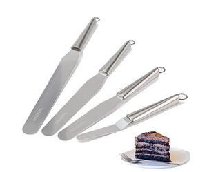 LEGERM 4PC Straight Pallet Knife Set | Stainless Steel Icing Spatula with Ergonomic Handle | Cake Spatula for Beginners and Professional Bakers/Chefs