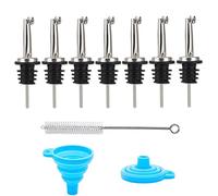 LEGERM 7 Pcs Bottle Pourers for Spirits, Speed Pourers with Funnel and Cleaning Brush, Tapered Spout Freeflow Liquor Spirits Pourer for Wine Spirits Alcohol Olive Oil Syrup Vinegar Bottles